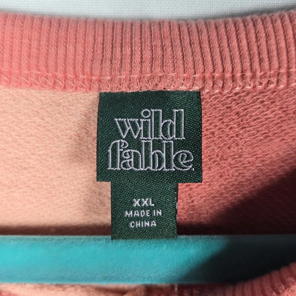 Wild Fable Color Block Pullover Sweatshirt Raw Hem Cropped LS Trendy Woman XXL‎ - Picture 3 of 7